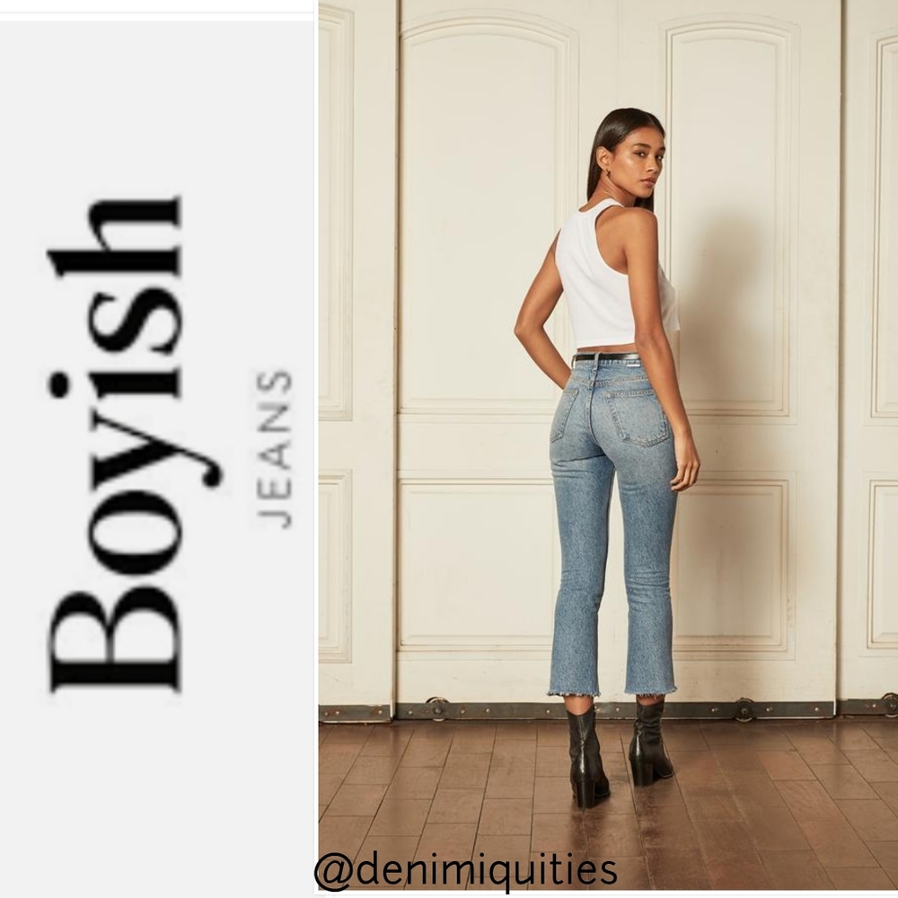 Boyish Jeans Rigid Pop Raw Hem Flare Jeans